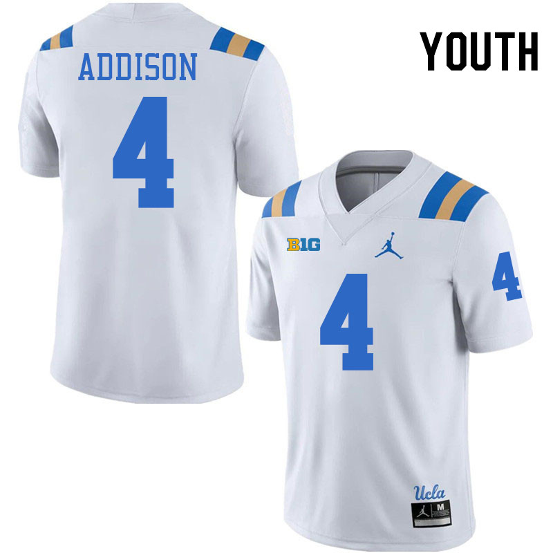 Youth #4 Bryan Addison Big 10 Conference College Football Jerseys Stitched-White